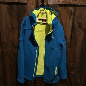 Blue and Green Spyder Zip Up Core Sweater Size Large